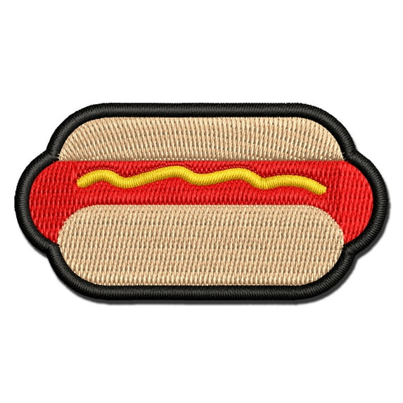 Yummy Hot Dog Applique Multi-Color Embroidered Iron-On Patch - 3.5 Inch Large