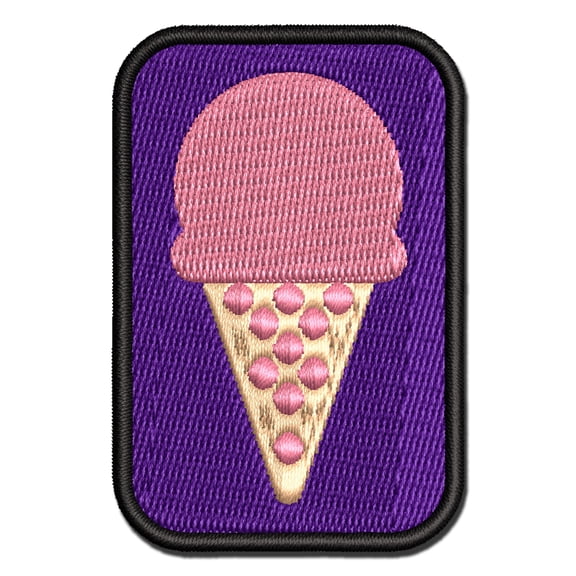 Yummy Ice Cream Cone Applique Multi-Color Embroidered Hook & Loop Patch - 2.0 Inch Mini