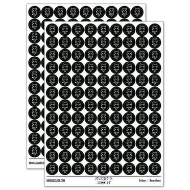 Yummy Ice Cream Cone Cat with Sprinkles 200+ Round Stickers - Black - Gloss Finish - 0.50" Size