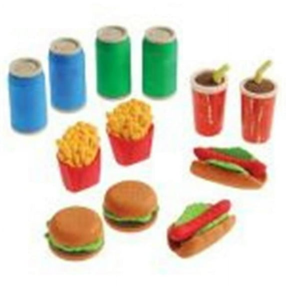 Yummy Junk Fast Food Erasers 1.25" Rubber Party Favors, 12 CT, Assorted