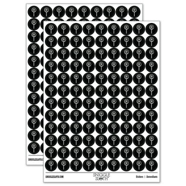 Yummy Lollipop 200+ Round Stickers - Black - Gloss Finish - 0.50" Size