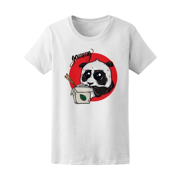 Yummy Panda Eating Bamboo T-Shirt Women -Image by Shutterstock, Female Medium