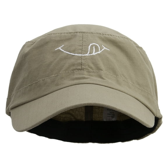 Yummy Smile Embroidered Big Size Fitted Ripstop Cotton Military Army Cap - Khaki XL-3XL