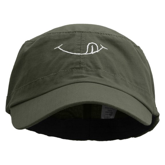 Yummy Smile Embroidered Big Size Fitted Ripstop Cotton Military Army Cap - Olive XL-2XL