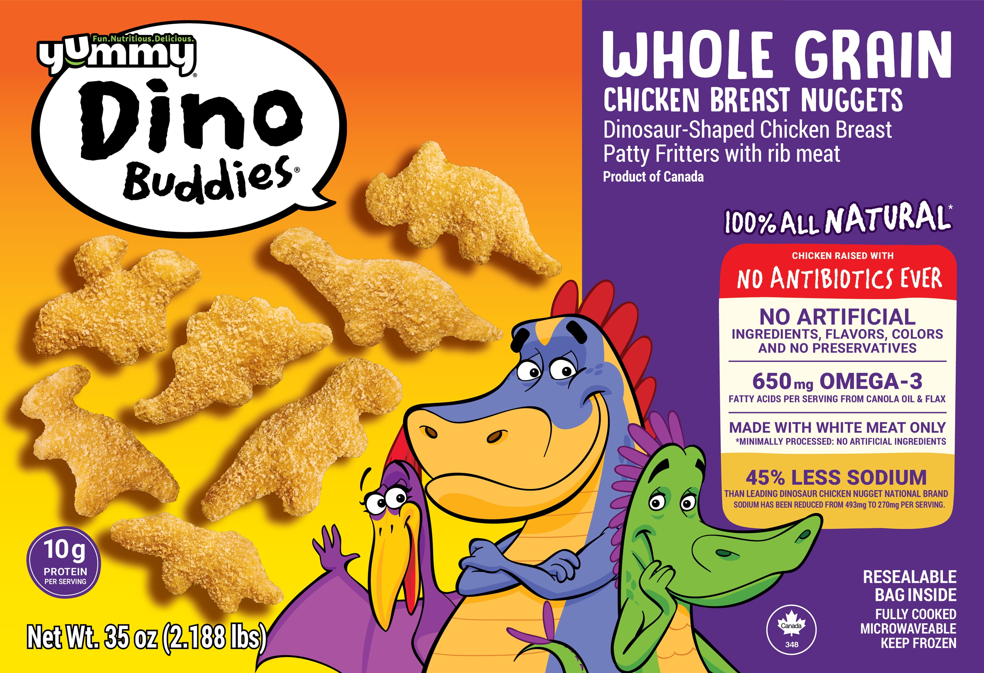 Yummy Whole Grain Dinosaur Shaped Chicken Breast Nugget Meal, 35 Ounces