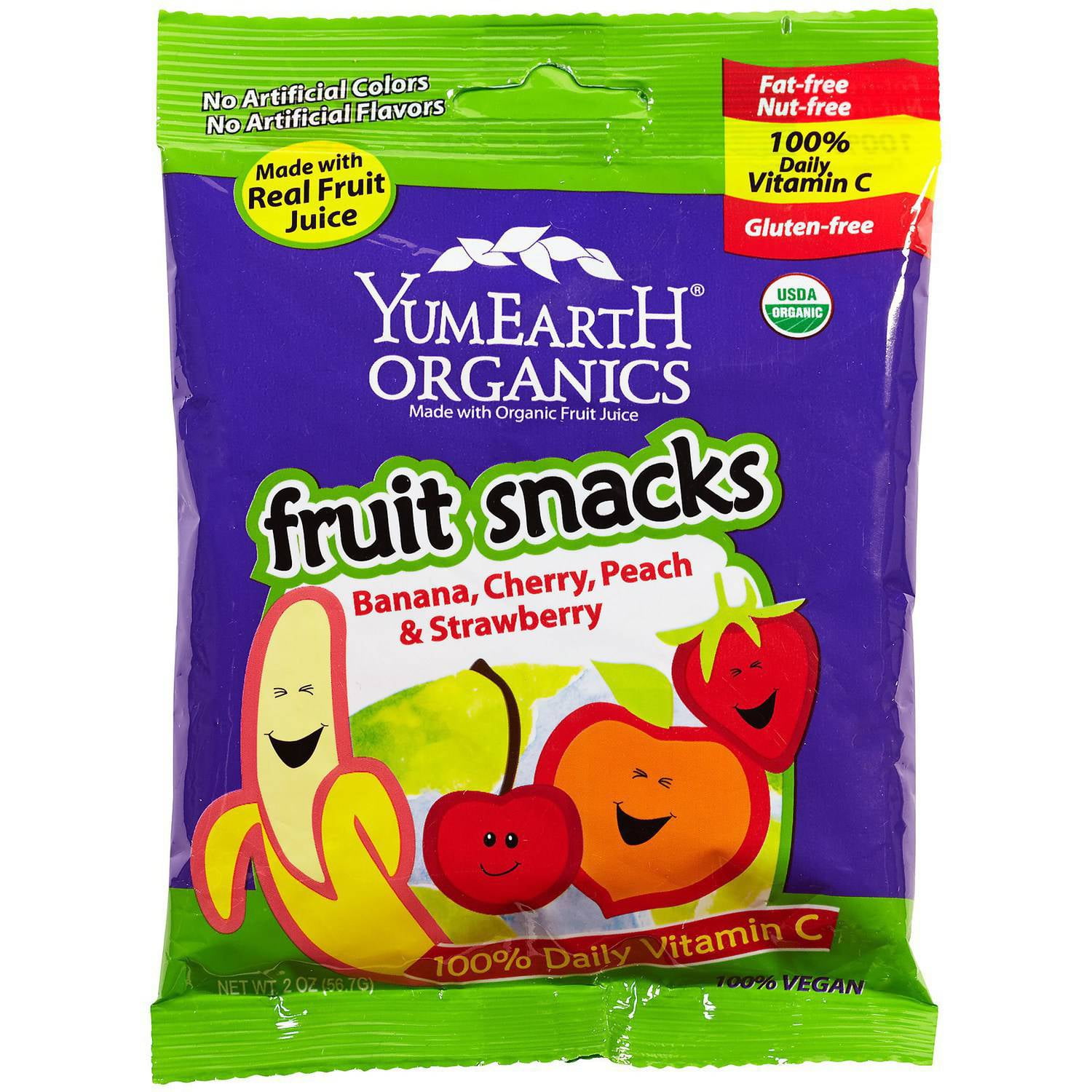 YummyEarth Tropical Fruit Snacks, Banana, Cherry, Peach & Strawberry, 2