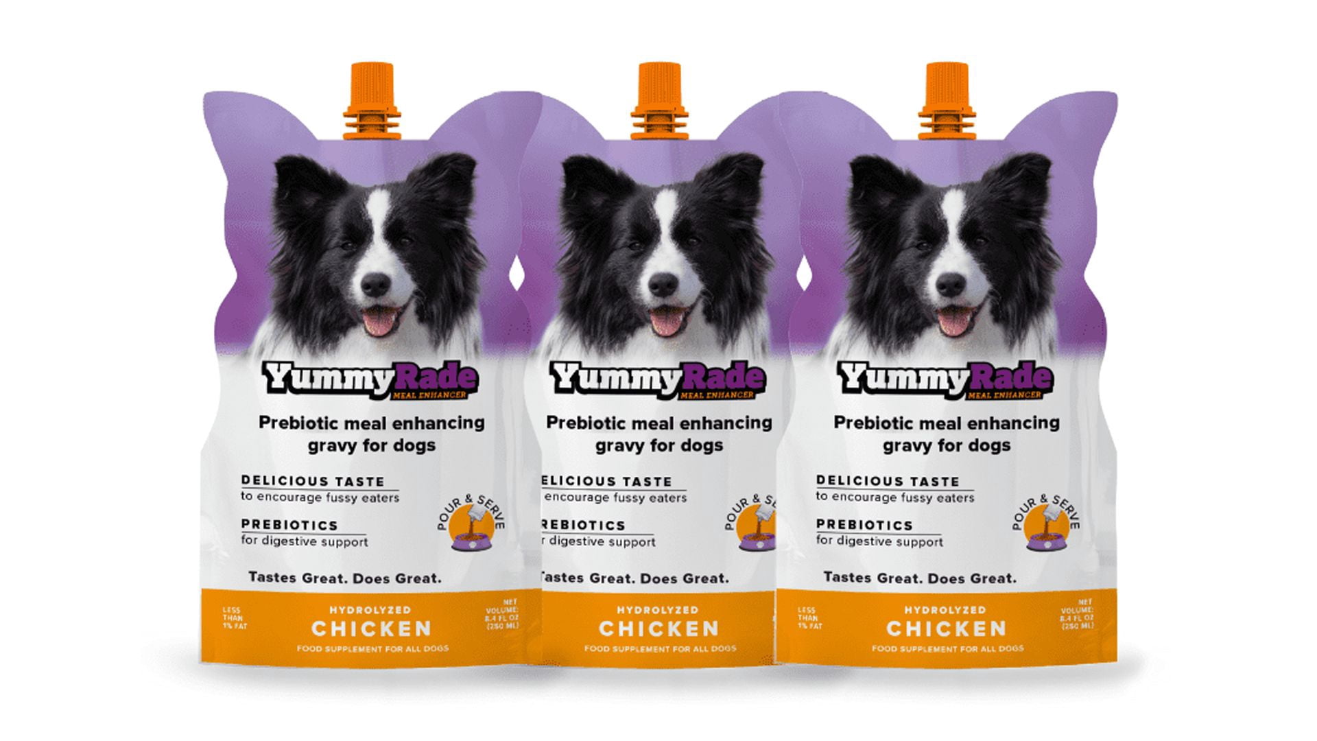 YummyRade Prebiotic Gravy Meal Topper for Dogs/Fussy Eaters/Dry Bland Food/Prebiotics/Low-Calorie and Fat/3 Pack (3 x 8.4 fl oz)