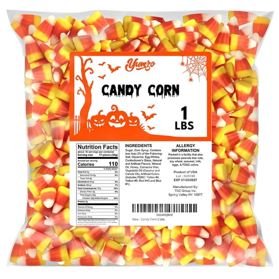 Yumzo Candy Corn Candies, Classic Halloween Candy, 1 lb Bag
