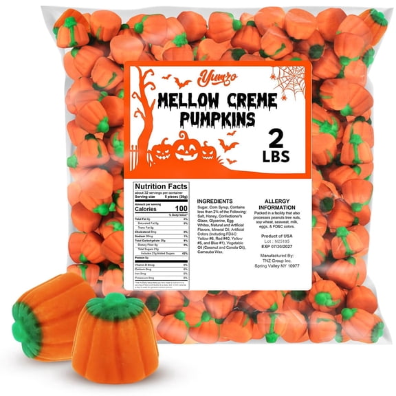 Yumzo Pumpkin Mellowcreme Candy, Halloween Candy Corn Flavor, 2 lb Bag