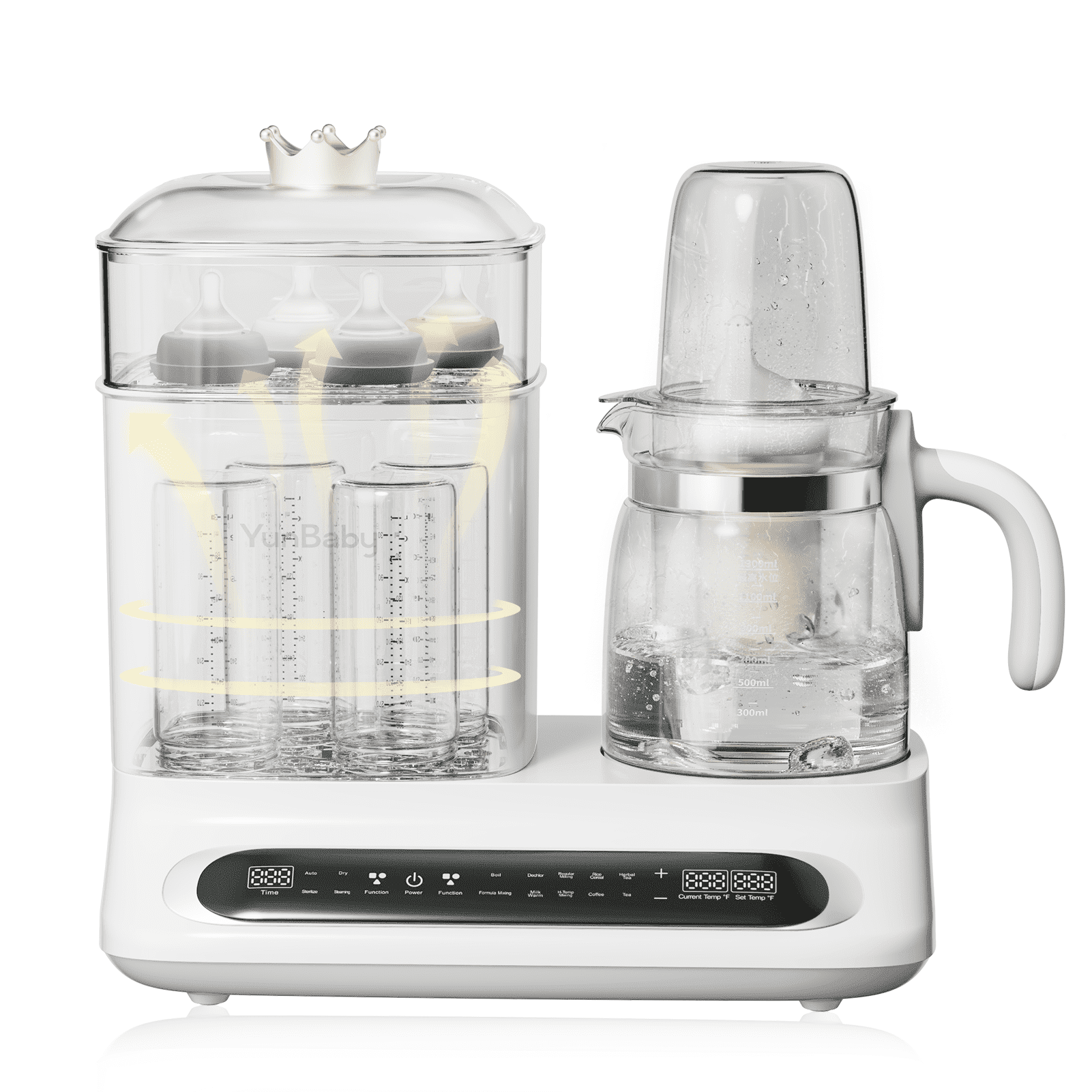 YunBaby Baby Bottle Warmer & Sterilizer, 44oz Formula Kettle with Drying & Steam, Multi-Function Bottle Warmer for Breastmilk, Food & Baby Essentials