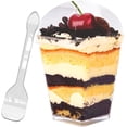 thumbnail image 2 of YunKo 5oz Square Clear Plastic Dessert Cups With Lids & Spoons - 50 Pack Mini Parfait Containers For Yogurt, Jello & Parties 2 of 10
