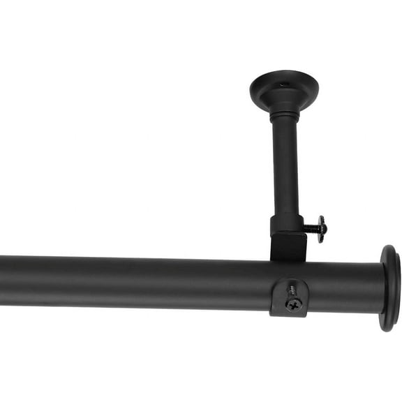 YunNephele Ceiling Curtain Rod 56-108 inch Matte Black,Adjustable Metal Single Window Curtain Rods Set,1 inch diameter Hanging /Wall Mount Drapery Rod