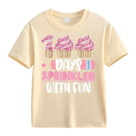 YunPes 100 Days of School Kids Boys Girls Shirt Short Sleeve Crewneck Multicolor T-Shirts Children Boys Cute Graphic Print Tee