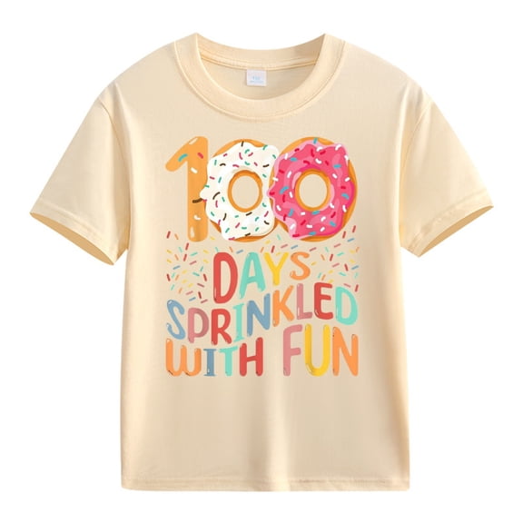 YunPes 100th Day of School Celebration Kids Girls Boys T Shirts Fun Colorful Numbers Print Crew Neck Short Sleeve Tops