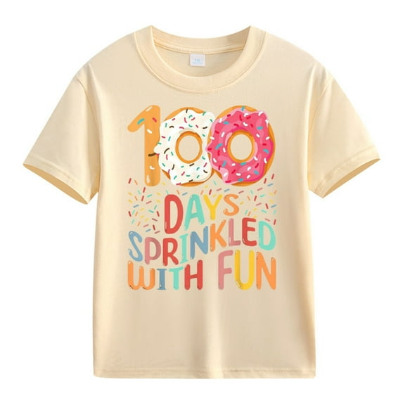 YunPes 100th Day of School Celebration Kids Girls Boys T Shirts Fun Colorful Numbers Print Crew Neck Short Sleeve Tops