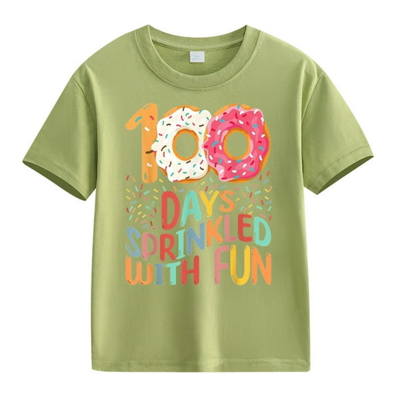 YunPes 100th Day of School Celebration Kids Girls Boys T Shirts Fun Colorful Numbers Print Crew Neck Short Sleeve Tops