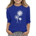 thumbnail image 1 of YunPes 3-13Y Tween Girls ﻿Solid Long Sleeve T-shirt Crew Neck Print Tees Spring Summer Soft Cotton Casual Basic Tops, 1 of 5