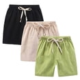 thumbnail image 1 of YunPes 3 Pack Toddler Boy Athletic Shorts Boys Soccer Shorts Basketball Short Pants Size 2‐12T Cotton Linen Beach Pants Pockets, 1 of 4