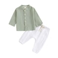 thumbnail image 1 of YunPes Baby Boy Clothes Toddler Boys Cotton Leisure Button Down Shirt Drawstring Pants Set 2PCS Kid Beach Baptism Birthday Outfit, 1 of 7