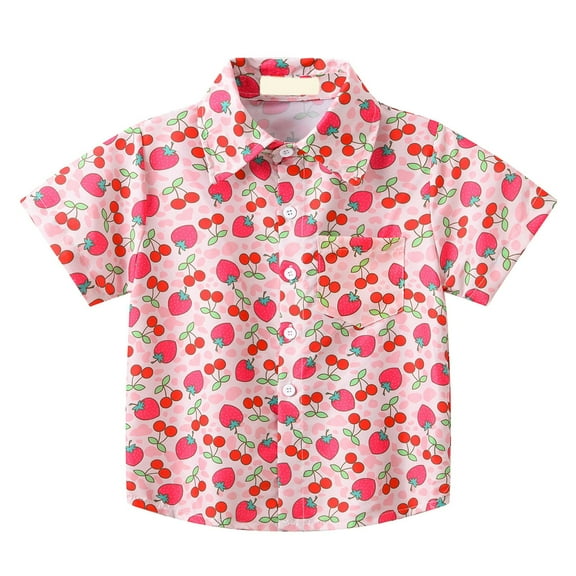 YunPes Baby Boys Girls Butterflies Printing Shirt Kids Button Up Short Sleeve Lapel Collar Tops Unisex Toddler Loose Fit Shirt
