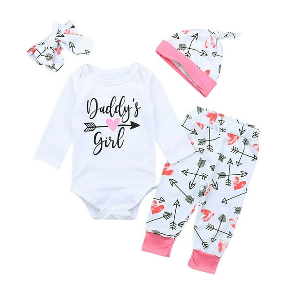 YunPes Baby Girl Clothes Little Sister Outfit Cute Toddler Baby Girl Outfits 4PC Set 0 18M