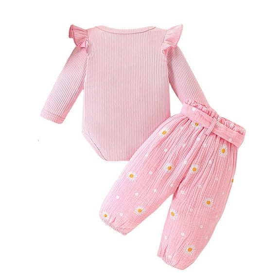 YunPes Baby Girl Clothing Muslin Long Sleeve Bodysuit Romper   Trousers   Headband Outfit Set Baby Clothing