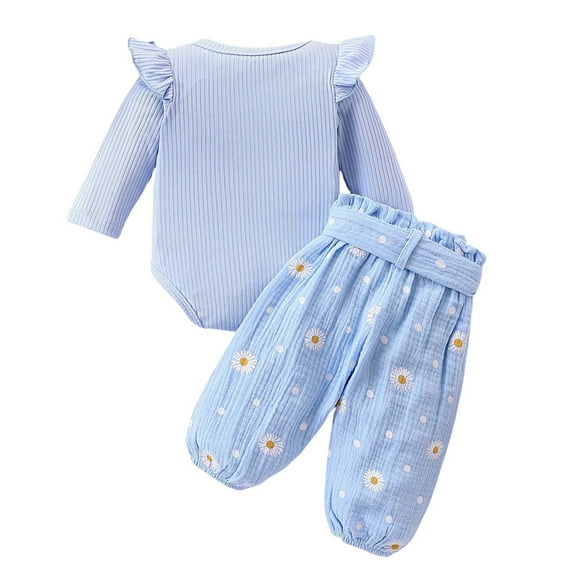 YunPes Baby Girl Clothing Muslin Long Sleeve Bodysuit Romper   Trousers   Headband Outfit Set Baby Clothing
