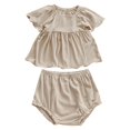 thumbnail image 1 of YunPes Baby Girl Summer Doll Shirt Bread Shorts Plain Color Simple Suit Wear At Home and Out for 0-18 Months, 1 of 9