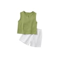 thumbnail image 1 of YunPes Baby Girls Cotton Linen 2 Piece New Born Boy Outfits Sleeveless Tank Tops Elastic Shorts Set Casual Solid Beach Summer Clothes, 1 of 9