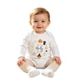 thumbnail image 1 of YunPes Baby Infant Bodysuit Smiling Ghost Long Sleeve Bubble Romper Newborn Boy Girl First Halloween Clothes Soft Cozy with Bottom Snaps, 1 of 5