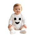 thumbnail image 1 of YunPes Baby Infant Bodysuit Smiling Ghost Long Sleeve Bubble Romper Newborn Boy Girl First Halloween Clothes Soft Cozy with Bottom Snaps, 1 of 6