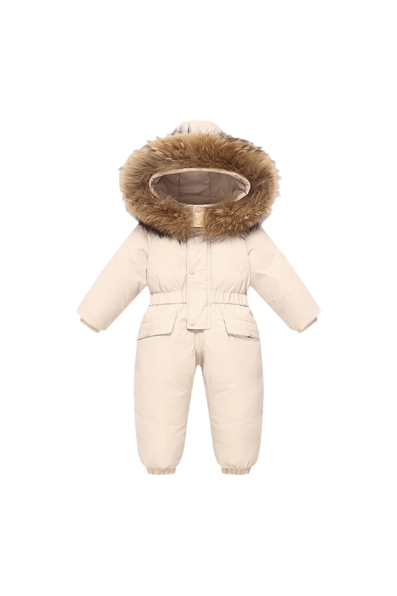 Baby Snowsuit Winter Snow Suit Warm Toddler Fuzzy Hooded Outwear Jumpsuit Outdoor Activities Warm Puffer Jacket