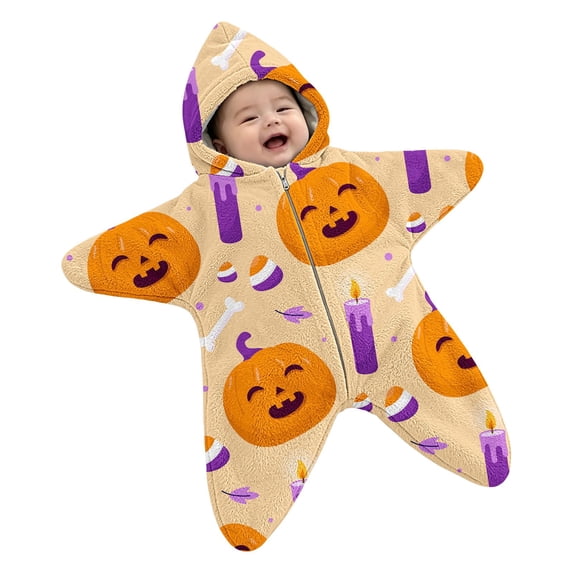 YunPes Baby Starfish Onesie Soft Flannel Wearable Swaddle Bag Cute Funny Graphic Newborn Warm Jumpsuit Halloween Party Clothes