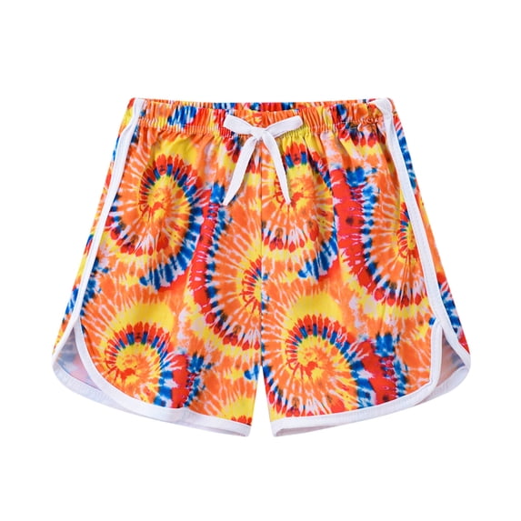 YunPes Baggy Athletic Shorts for Girls Leopard Elastic Waist Jogger Shorts with Drawstring Kids Gym Workout Dolphin Shorts