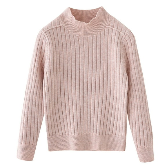YunPes Basic Solid Color Knit Sweater for Girls Boys Casual Loose Fit Comfy Cotton Sweater Kids Lightweight Base Layer Pullover Tops