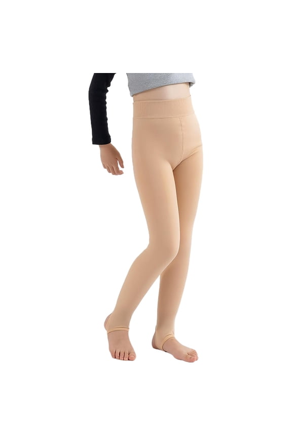 Black Leggings Girls Fleece Lined Leggings High Waisted Winter Warm Clothes Thick Dance Ballet Tights for Kids Thermal Tights