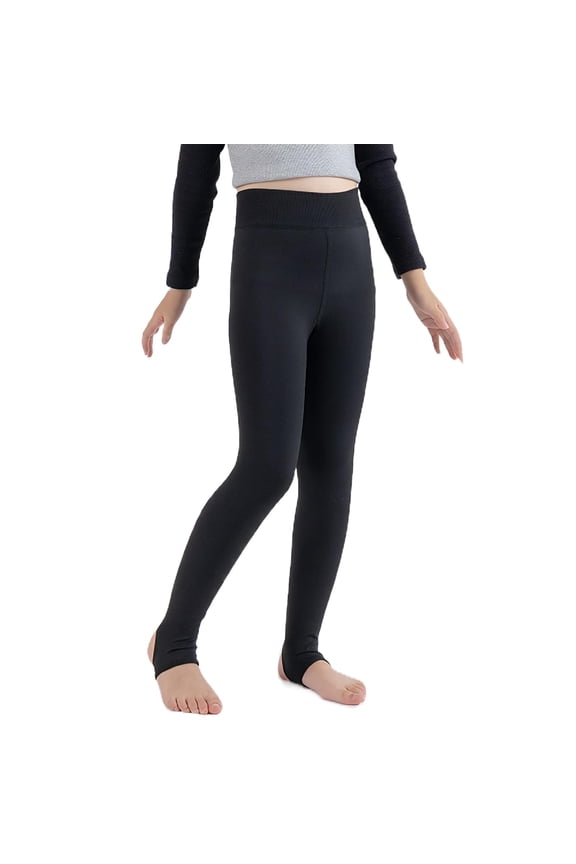 Black Leggings Girls Fleece Lined Leggings High Waisted Winter Warm Clothes Thick Dance Ballet Tights for Kids Thermal Tights