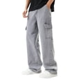 thumbnail image 1 of YunPes Boy's Cargo Jeans Straight Leg Zipper Fly Casual Denim Pants Trousers with Pockets Teen Y2K Hip Hop Streetwear Denim Jeans, 1 of 8