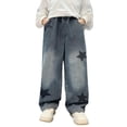 thumbnail image 1 of YunPes Boy's Star Baggy Jeans Teen Boys Straight Wide Leg Denim Pants with Pocket Y2K Hip Hop Streetwear Cargo Pants Patchwork Jeans, 1 of 7