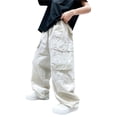 thumbnail image 1 of YunPes Boys Baggy Cargo Pants Lightweight Quick Dry Crinkled Wide Leg Pants Trendy Youth Handsome Streetwear Bottoms with Flap Pockets, 1 of 6