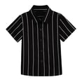 thumbnail image 1 of YunPes Boys' Casual Striped Button down Short Sleeve School 𝐔niform Shirts for Toddler Kids Summer Tops Birthday Wedding Outfits, 1 of 4
