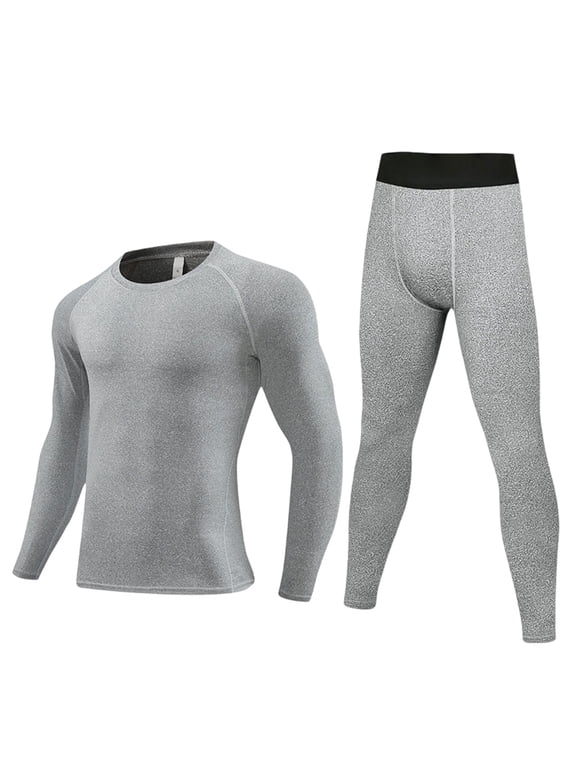Boys Compression Set Long Sleeve Cool Dry Shirts & Stretchy Leggings Workout Gym Base Layer Athletic Clothing Set 2 Piece Outfits
