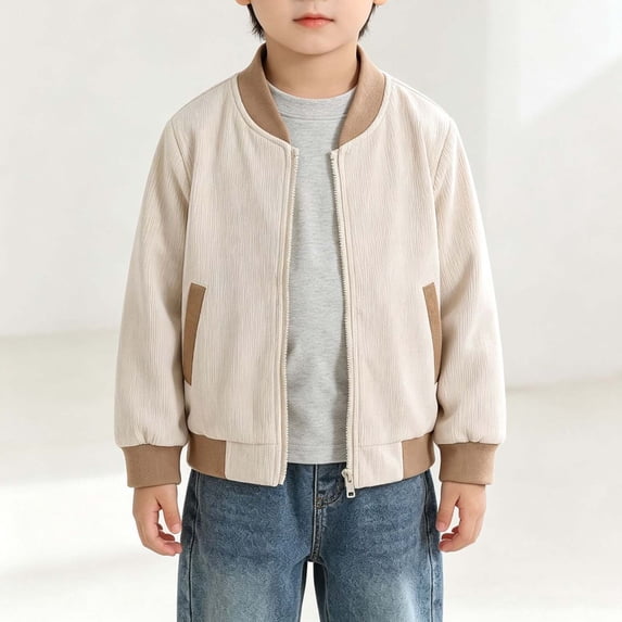 Tick Jacket YunPes Boys Corduroy Bomber Jacket Ribbed Cuff Full Zip Thick Outerwear ...