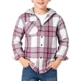 thumbnail image 1 of YunPes Boys Flannel Buffalo Plaid Hooded Jacket Button Down Oversized Cotton Coat Fall Winter Warm Christmas Outwear, 1 of 4