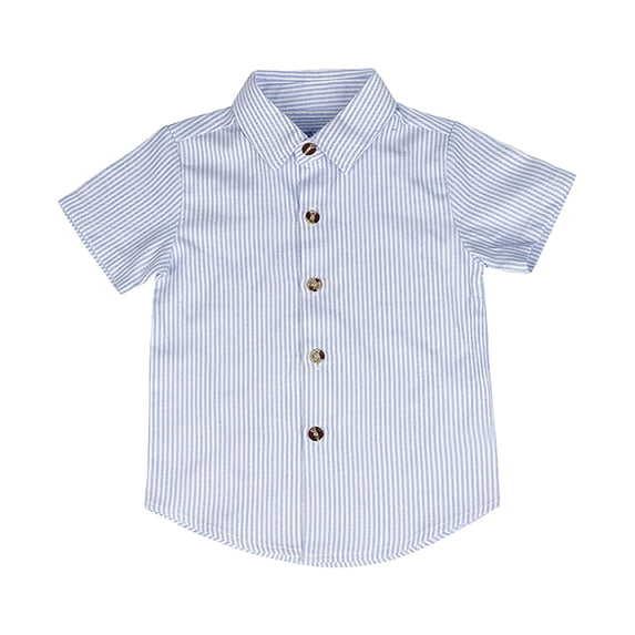 YunPes Boys Girls Button down Shirts Kids Classic Striped Top Casual Formal School 𝐔niform Dress Shirt Loose Beach Vacation Tops