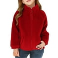 thumbnail image 1 of YunPes Boys Girls Christmas Polar Fleece Jacket Toddler Kids Zip Up Fuzzy Sherpa Coat Winter Warm Solid Color Casual Home Clothing, 1 of 7