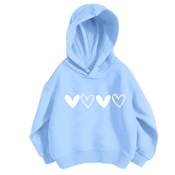 YunPes Boys Girls Fleece Sweatshirt with Love Graphic Print School Fashion Oversized Hooded Sweatshirt Streetwear Birthday Outfits