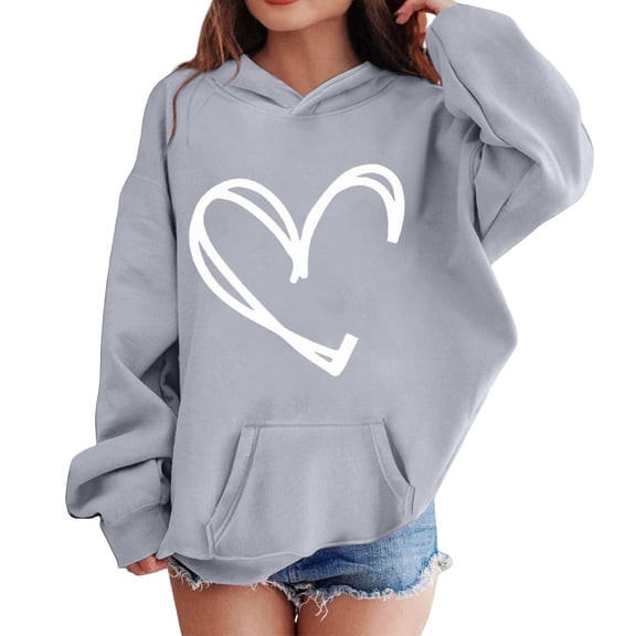 YunPes Boys Girls Heart Hooded Sweatshirts Comfy Oversized Fleece Pullover Sweatshirt Kids Fall Winter Long Sleeve Trendy Hoodies