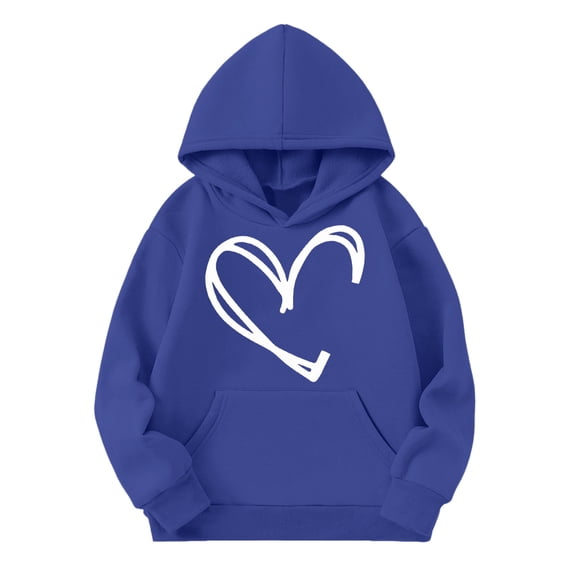 YunPes Boys Girls Heart Hooded Sweatshirts Comfy Oversized Fleece Pullover Sweatshirt Kids Fall Winter Long Sleeve Trendy Hoodies