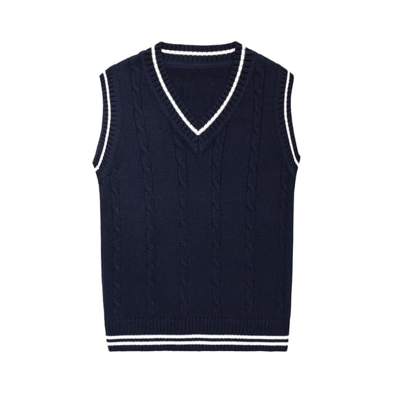 YunPes Boys Girls Preppy Knit Sweater Vest Teen School Uniform Sleeveless Waistcoat Pullovers Spring Fall Comfy Warm V-Neck Tops
